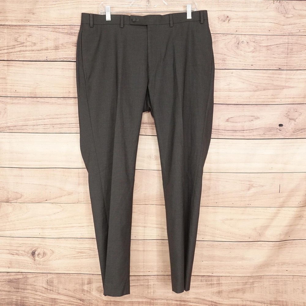 Calvin Klein Dress Pants Mens 36x30 Gray Slim Fit Stretch Flat Front